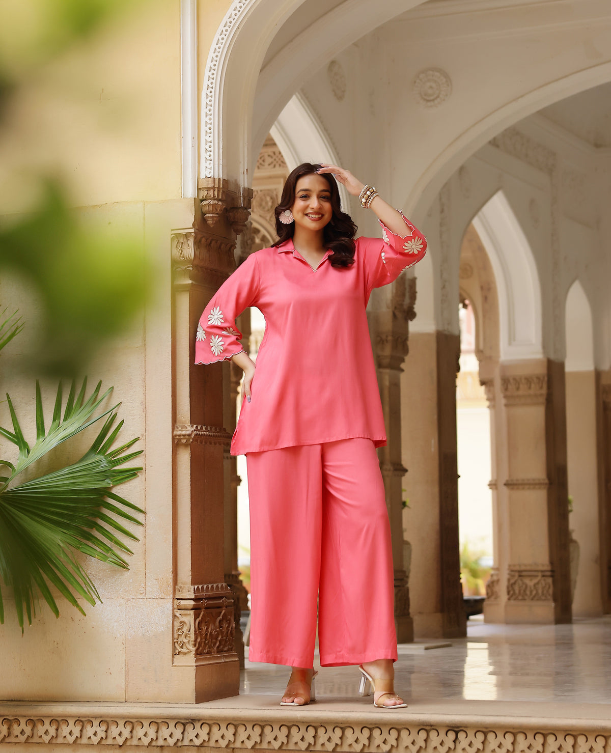 Aarvi Pink Rayon Coord Set