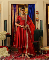 Vasudha Maroon Chanderi Suit Set