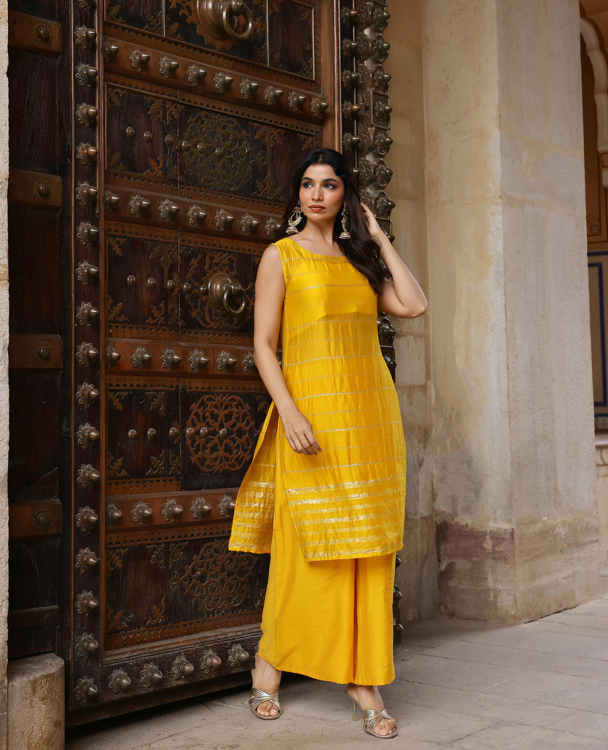 Raya Yellow Jacquard Coord Set