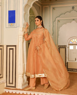 Avika Peach Tissue Suit Set