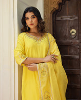 Tvara Yellow Chanderi Suit Set
