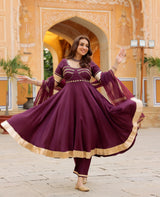 Chandni Purple Chanderi Suit Set