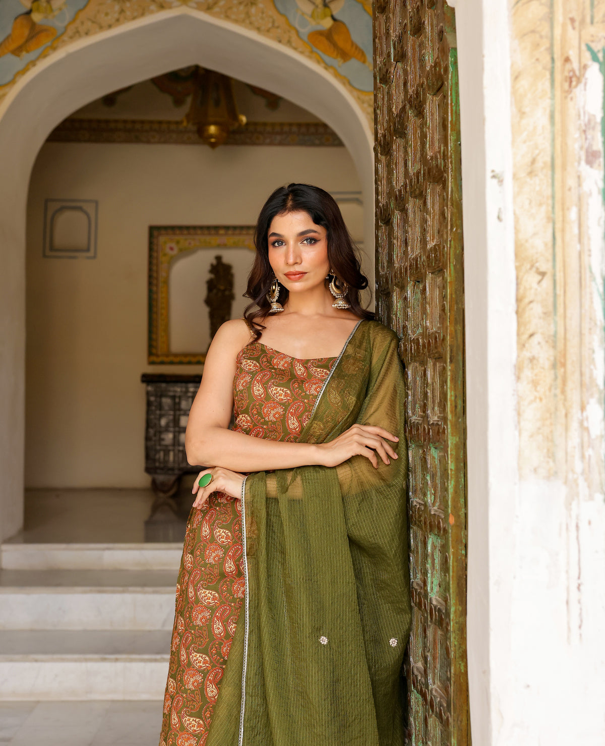 Harini Green Printed Cotton Suit Set
