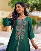 Saaj Green Chanderi Kurta Set