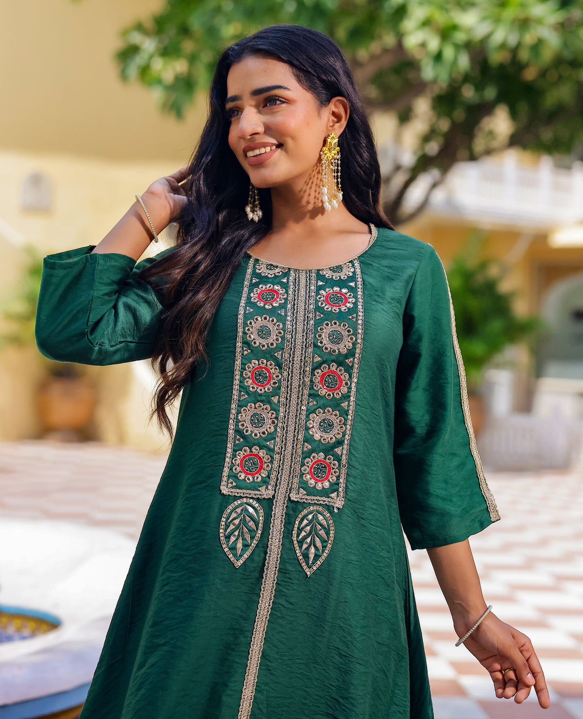 Saaj Green Chanderi Kurta Set