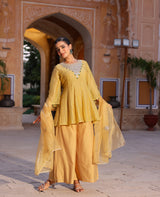 Malvika Yellow Tissue Suit Set