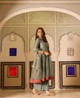 Leela Blue Tissue Suit Set
