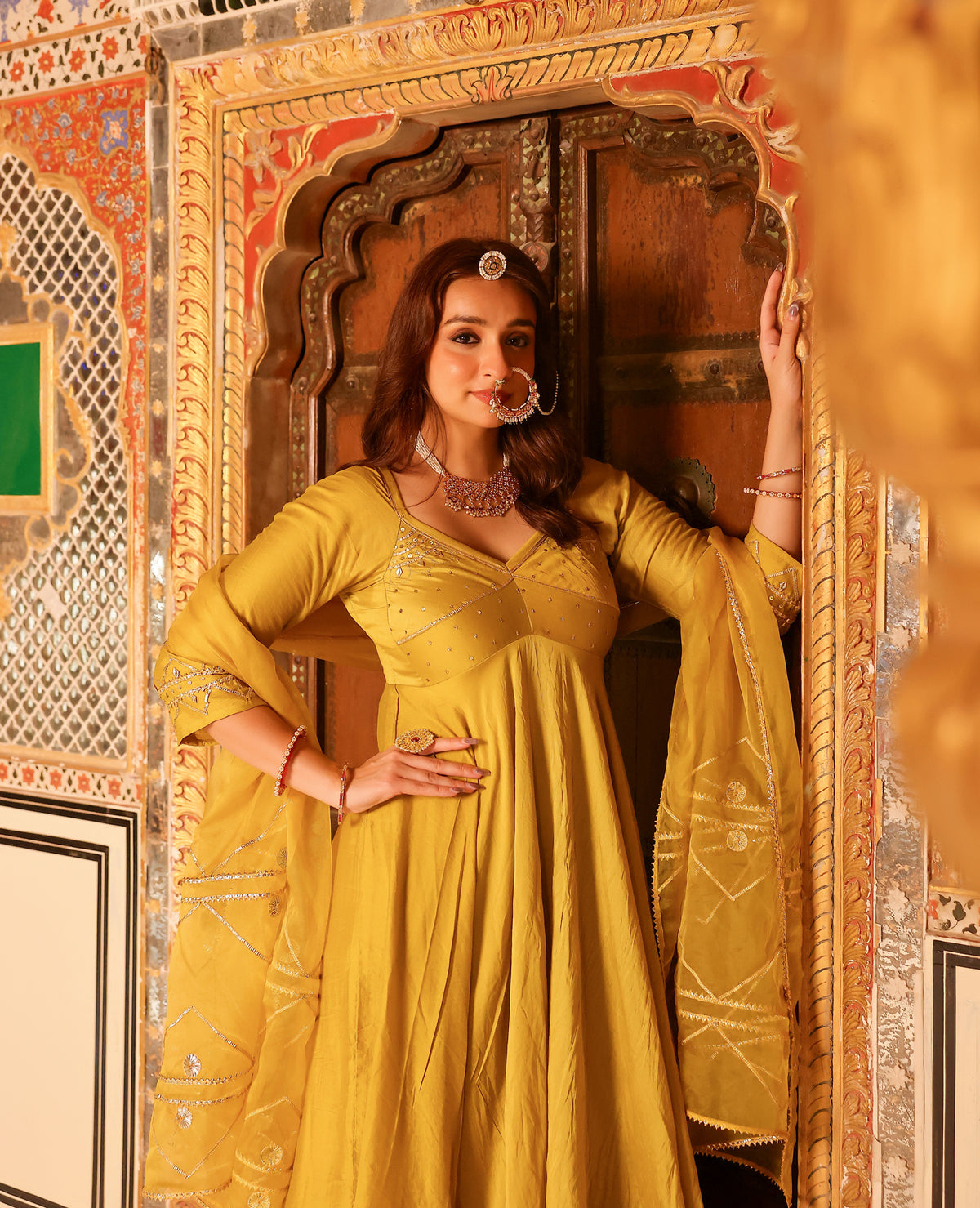 Khaas Neon Green Chanderi Aangi Suit Set