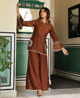 Kanira Brown Chanderi Kurta Set