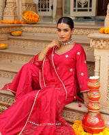 Kiran Pink Chanderi Suit Set