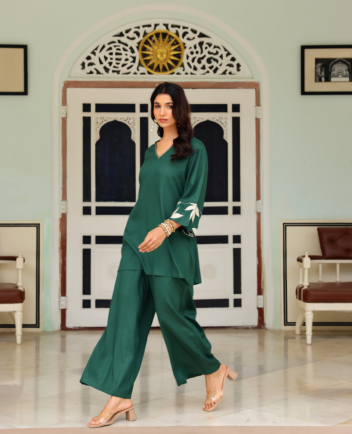 Sia Green Rayon Coord Set