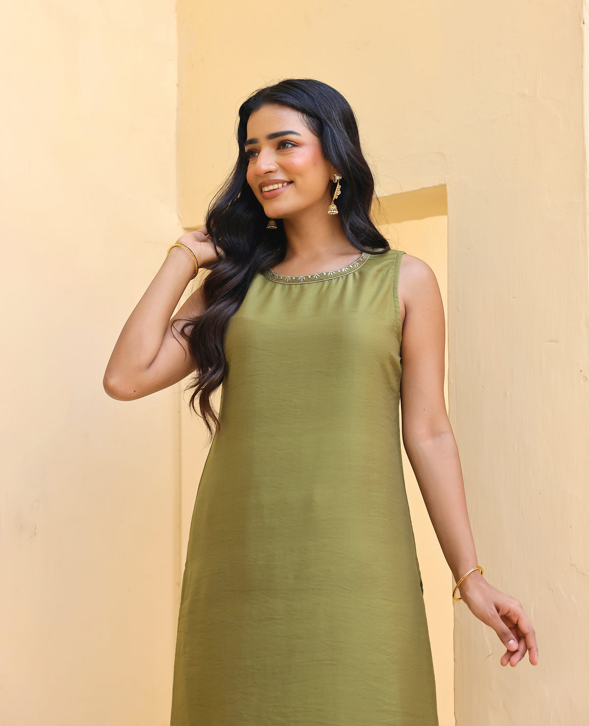 Kavya Green Chanderi Kurta Set