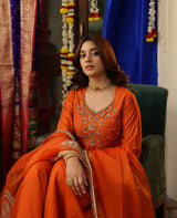 Avni Rust Orange Chanderi Suit Set