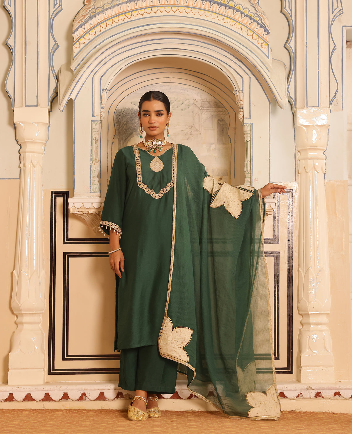 Manjari Green Chanderi Suit Set