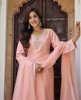 Roohani Peach Chanderi Suit Set