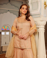 Ruhi Beige Jacquard Suit Set