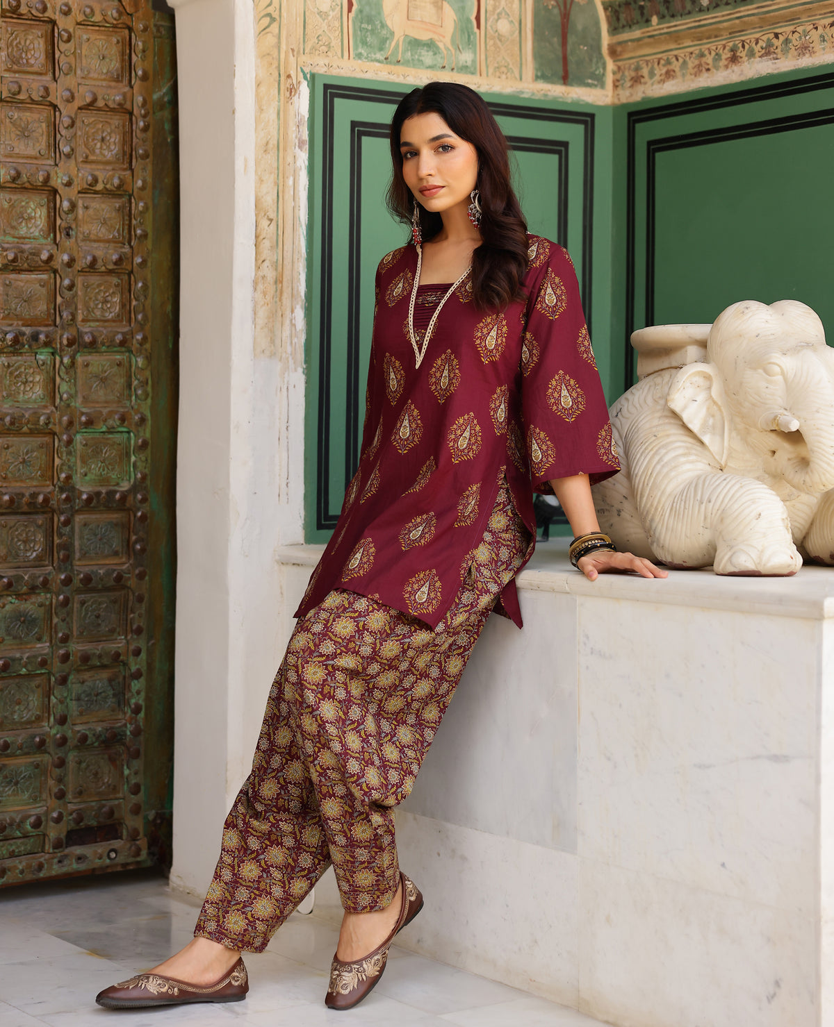 Kaira Purple Printed Cotton Kurta Set
