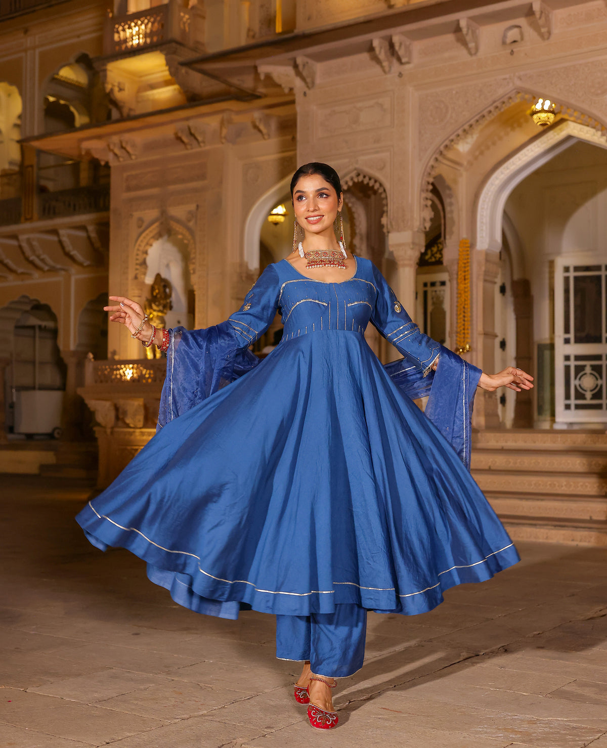 Jashri Blue Chanderi Suit Set
