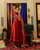 Vasudha Maroon Chanderi Suit Set