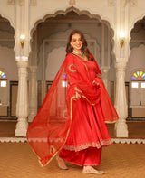 Baana Red Satin Suit Set
