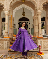 Iris Purple Cotton Suit Set