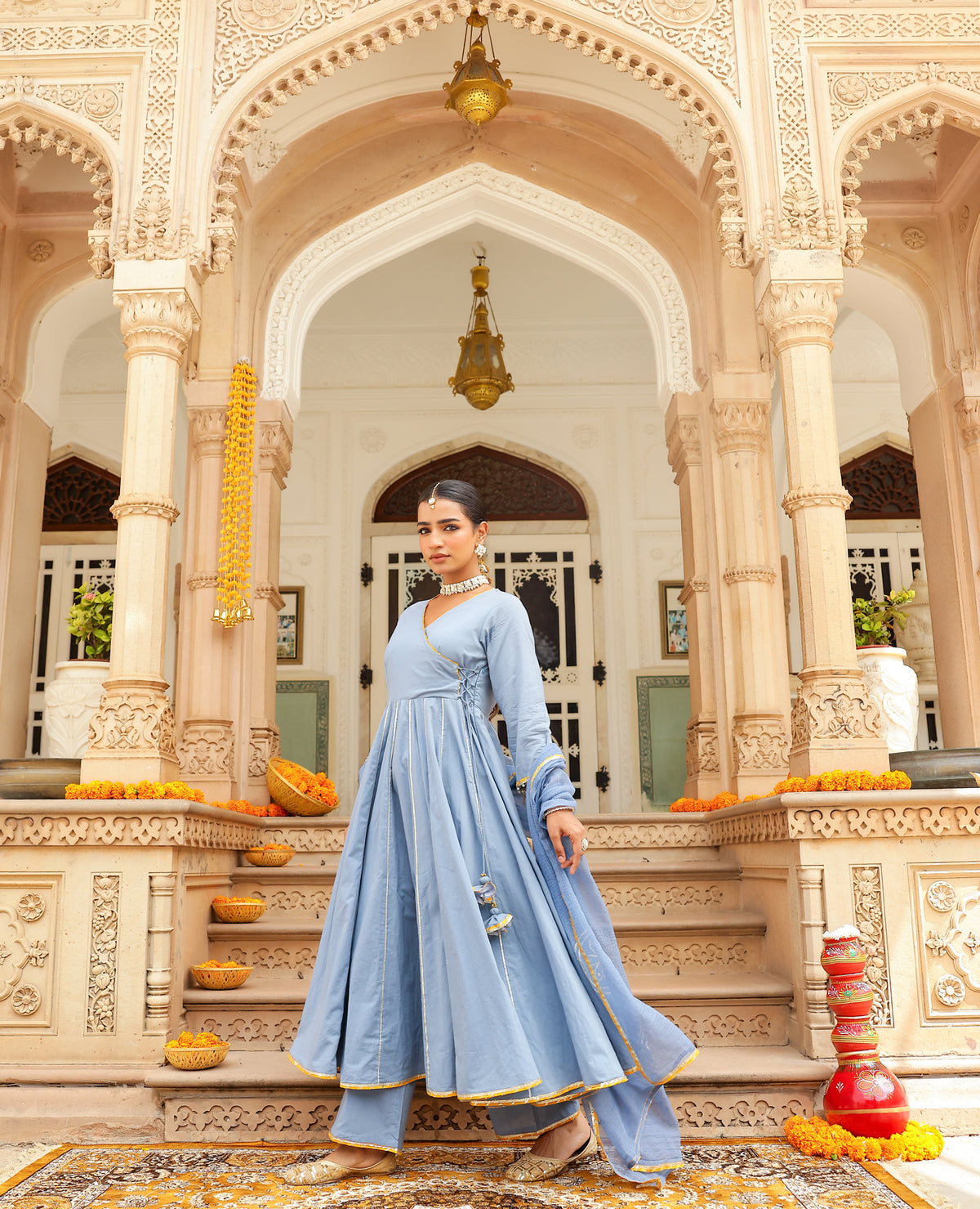 Rukh Blue Cotton Suit Set