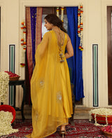 Chandra Mustard Satin Suit Set