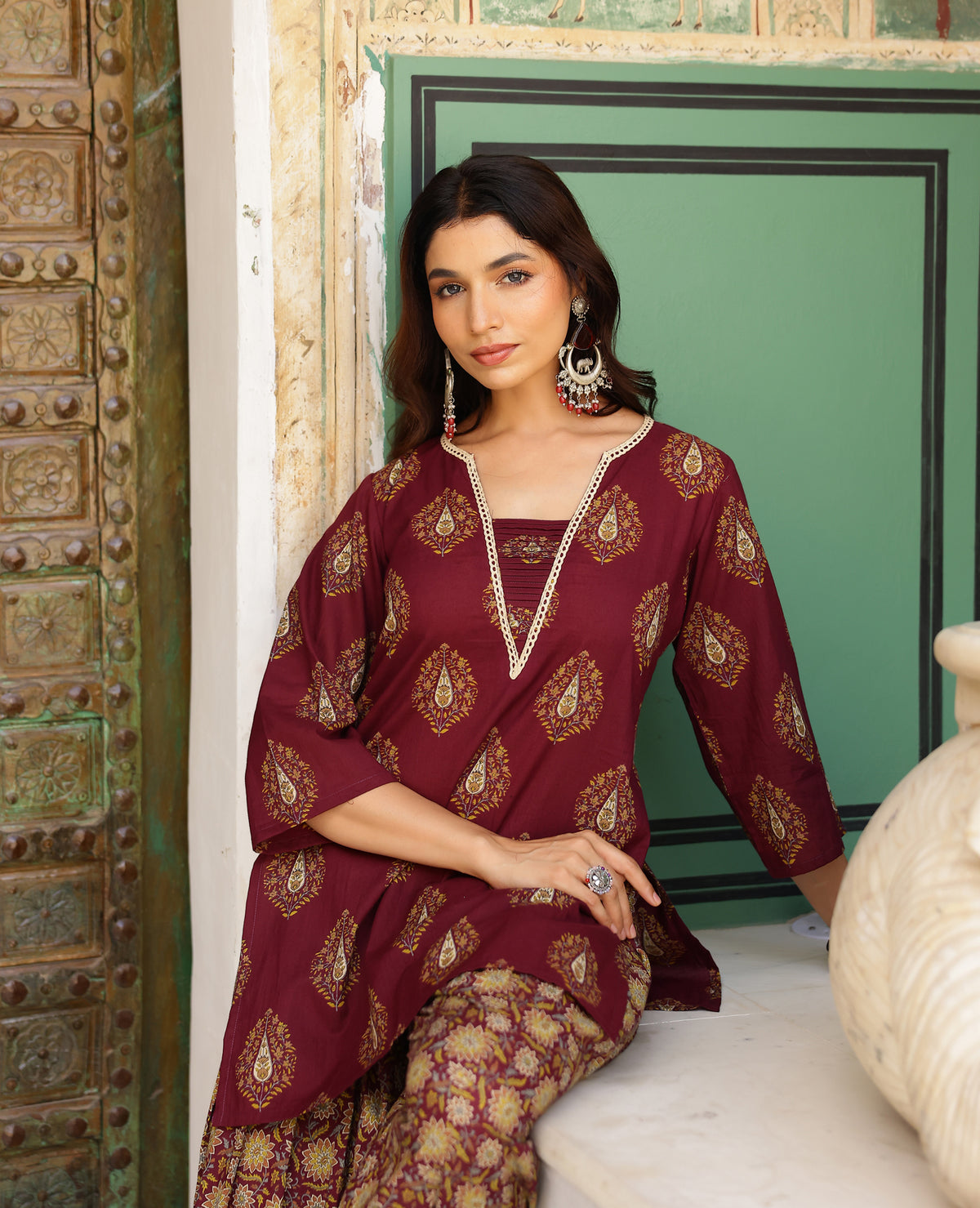 Kaira Purple Printed Cotton Kurta Set
