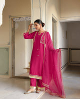 Nazakat Pink Chanderi Suit Set