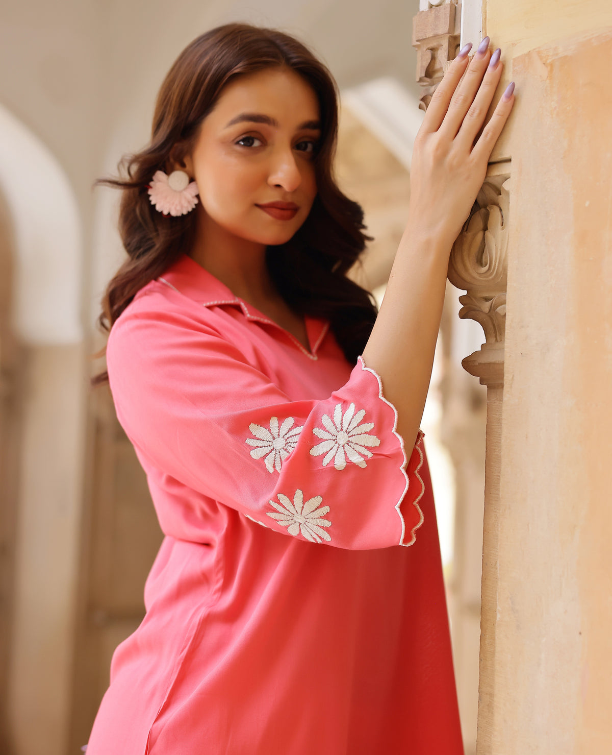Aarvi Pink Rayon Coord Set
