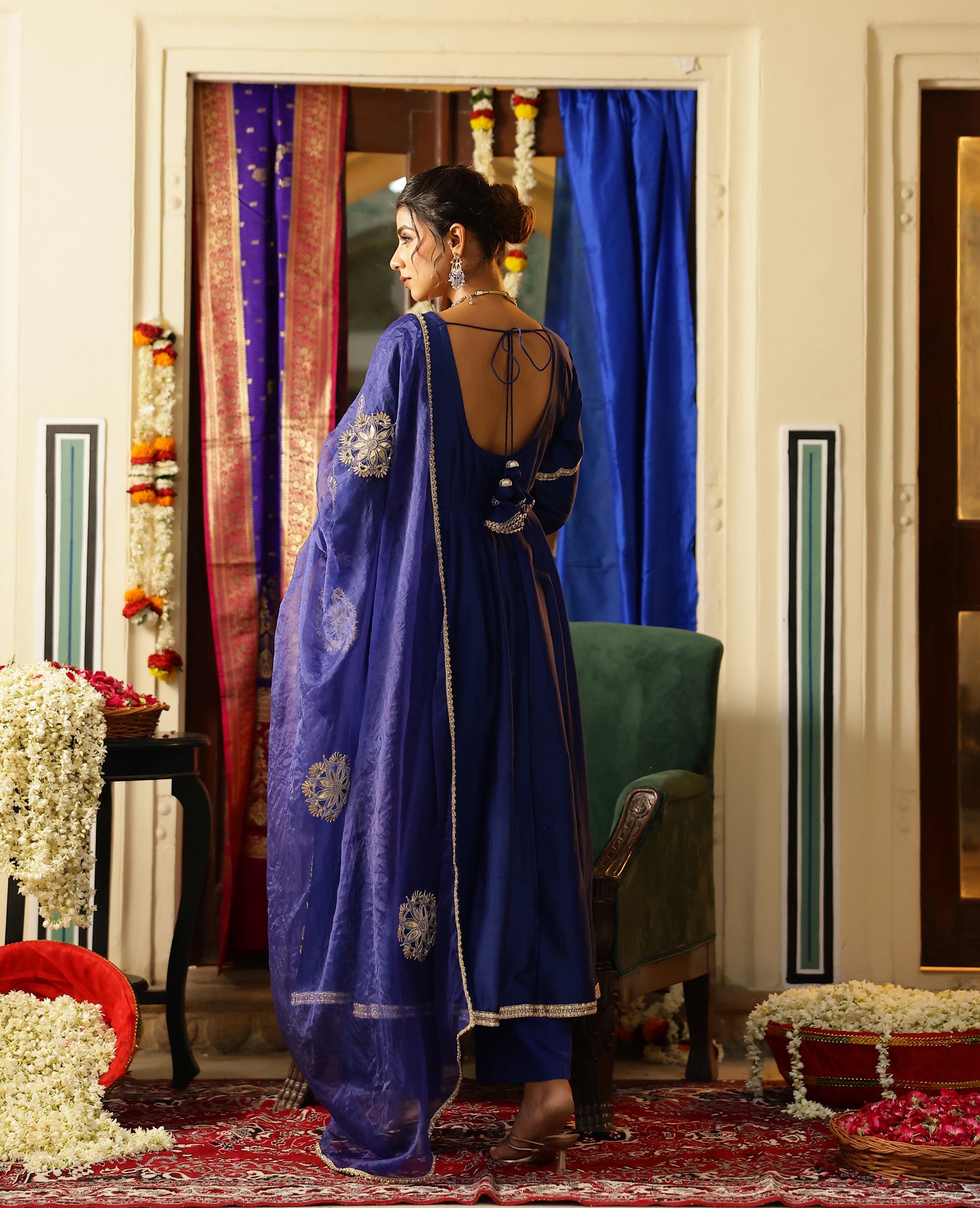 Swarna Blue Chanderi Suit Set