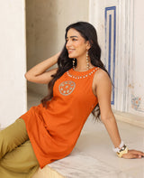 Chand Orange Cotton Coord Set