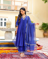 Noor Blue Chanderi Suit Set