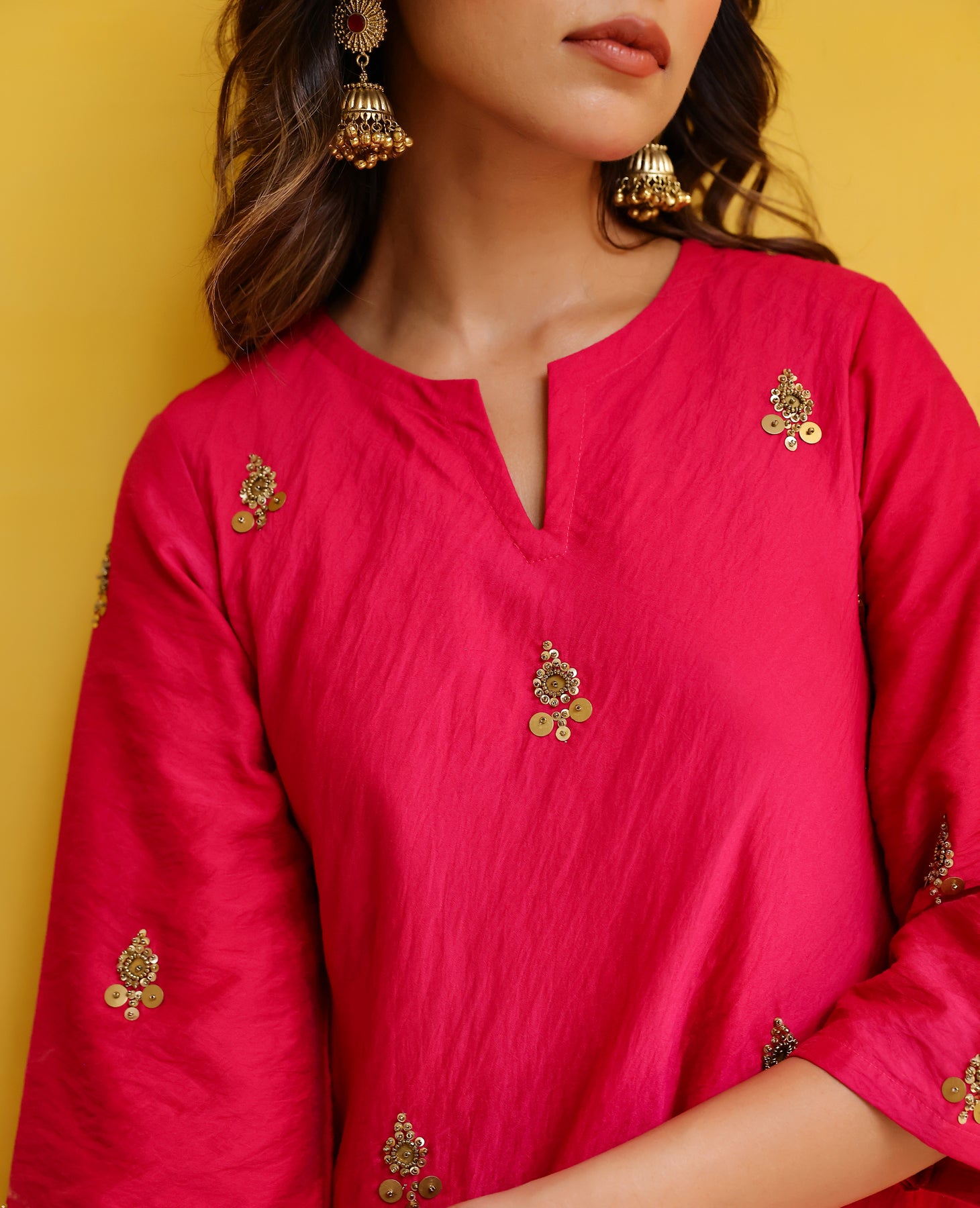 Aanchal Pink Chanderi Kurta Set