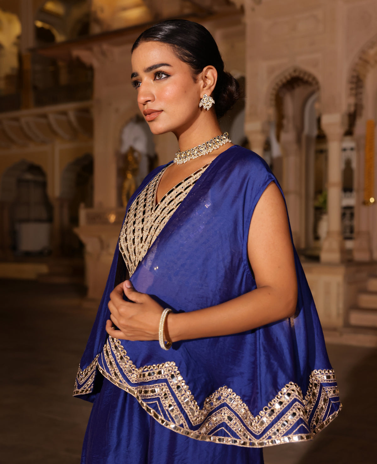 Sheesha Blue Chanderi Coord Set