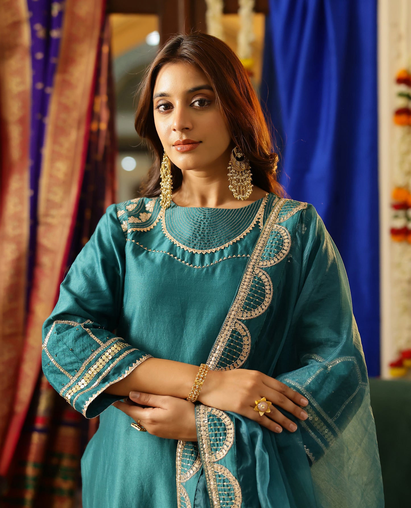 Vamika Green Chanderi Suit Set