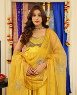 Chandra Mustard Satin Suit Set