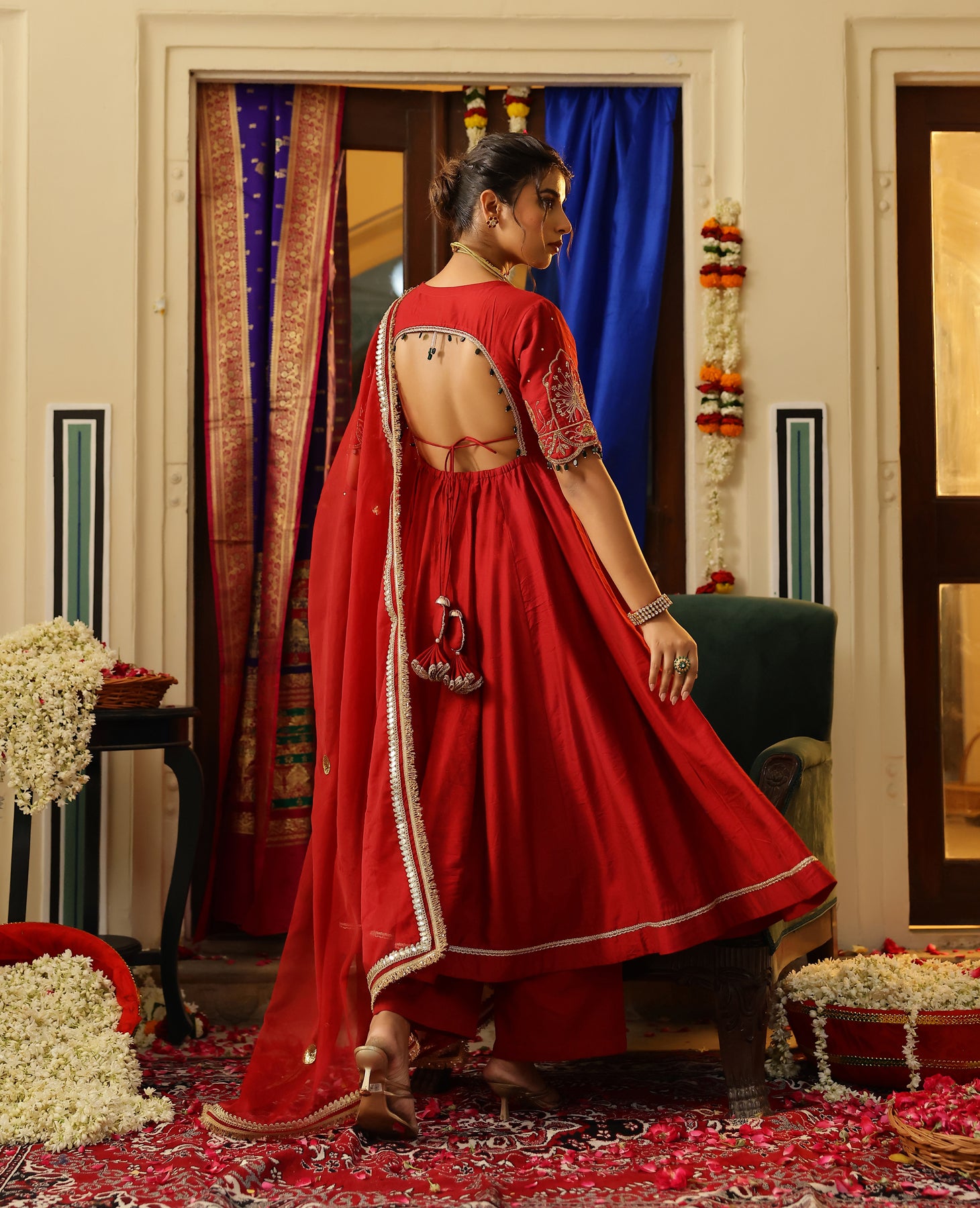 Vasudha Maroon Chanderi Suit Set