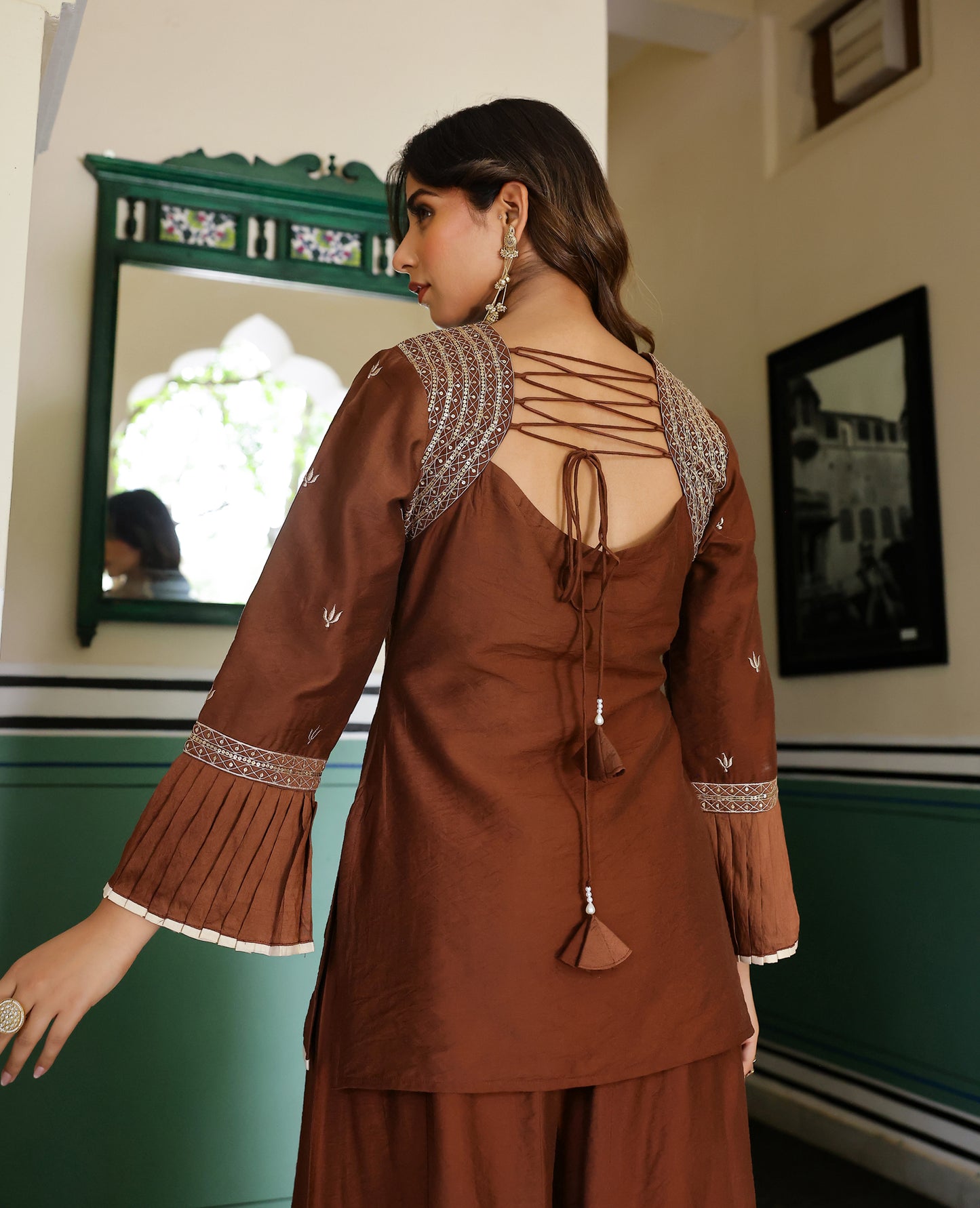 Kanira Brown Chanderi Kurta Set