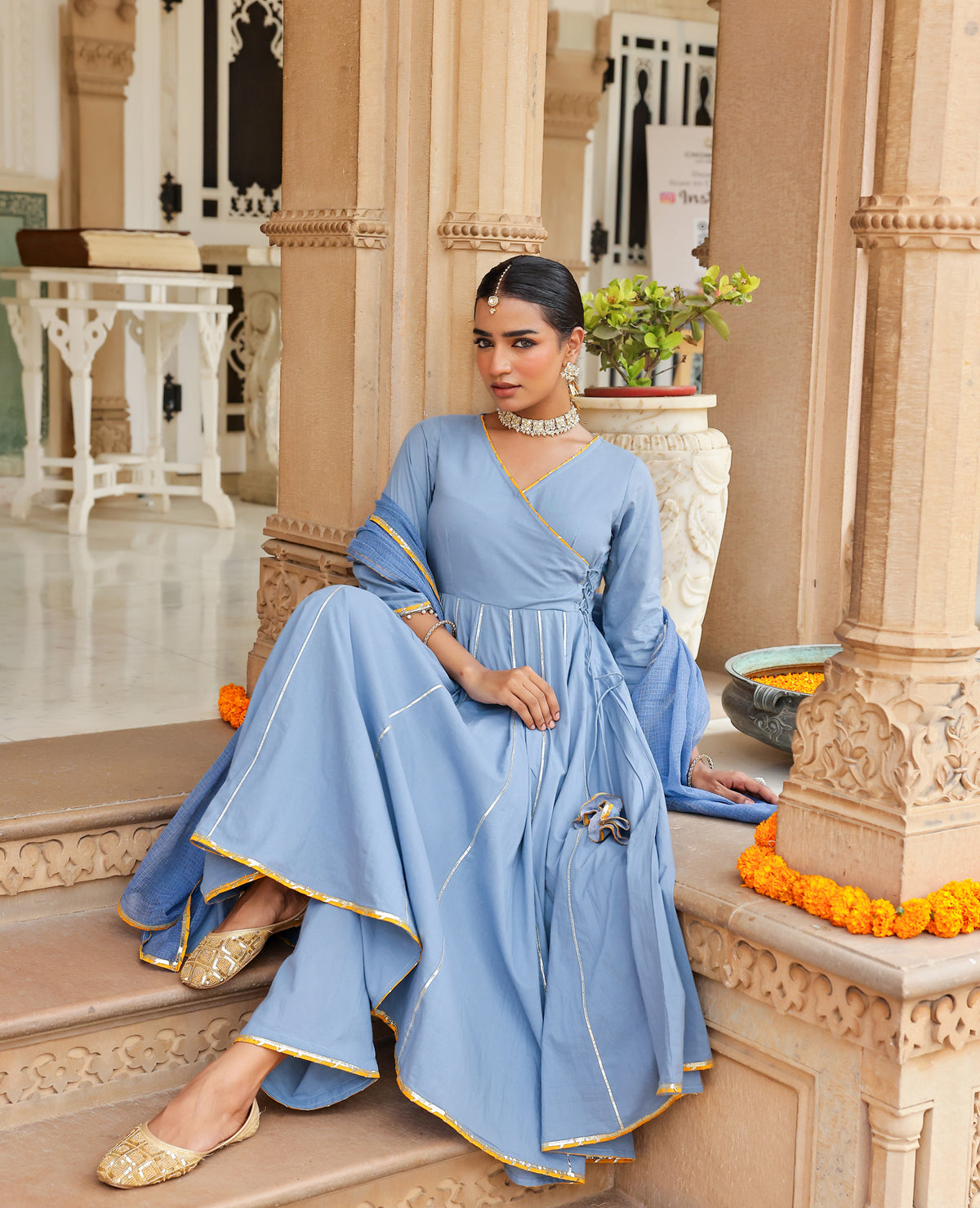 Rukh Blue Cotton Suit Set