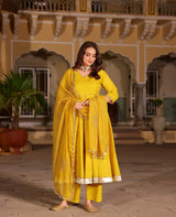 Kanak Yellow Cotton Suit Set