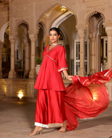 Ziya Red Chanderi Suit Set