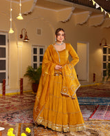 Madhavi Mustard Tissue Lehenga Set