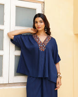 Meera Blue Rayon Coord Set