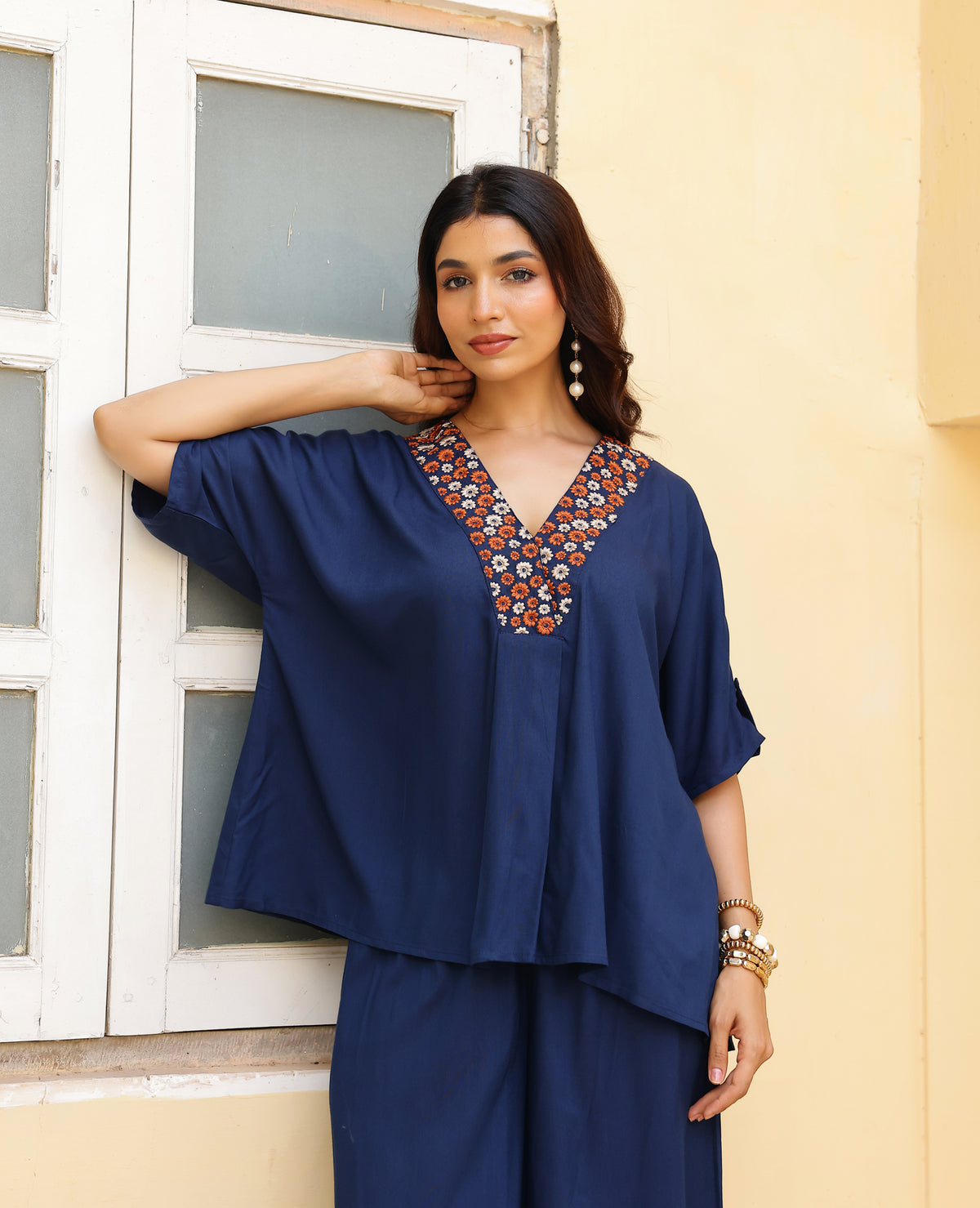 Meera Blue Rayon Coord Set