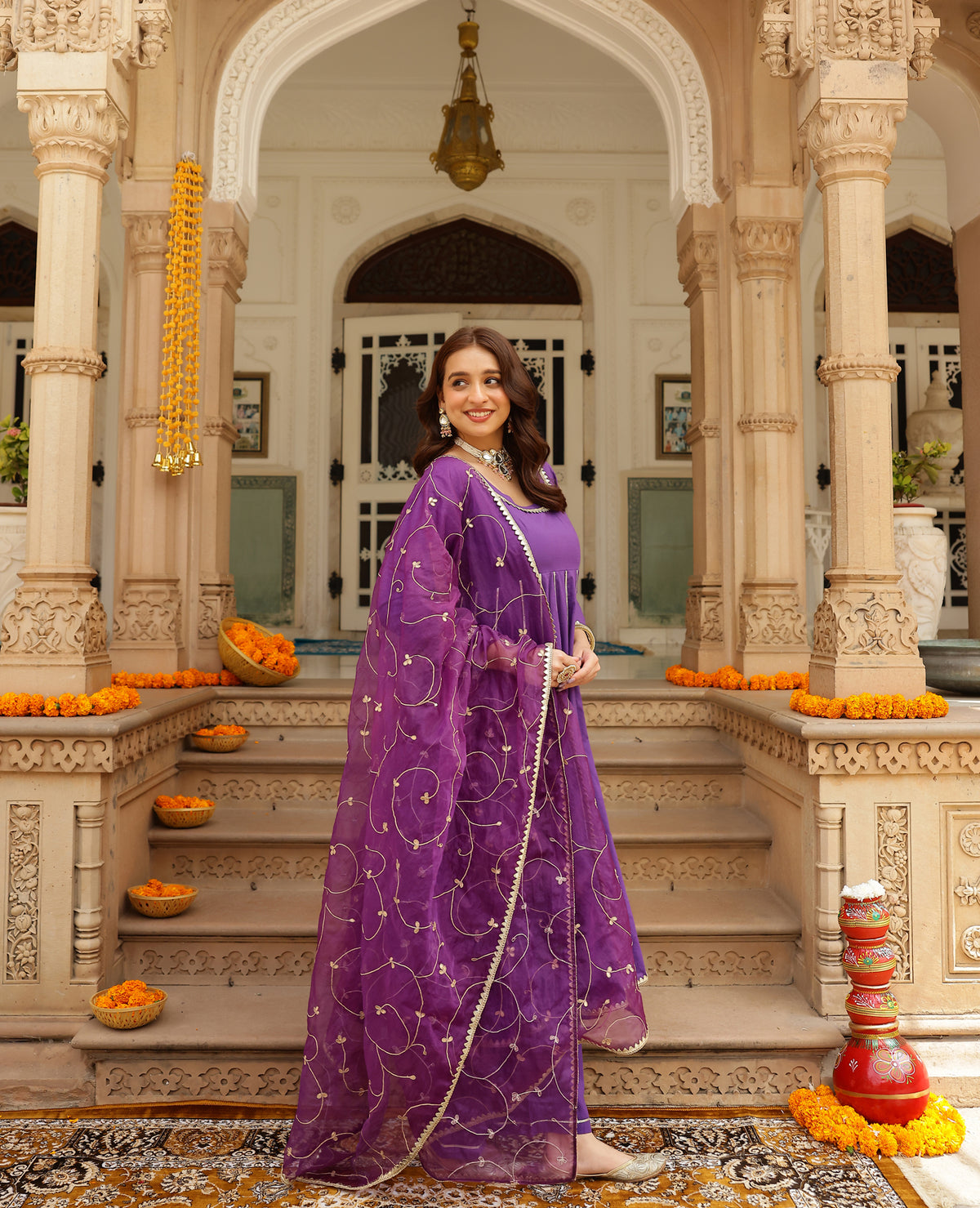 Iris Purple Cotton Suit Set