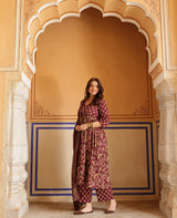 Anaya Purple Printed Cotton Suit Set
