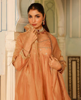 Avika Peach Tissue Suit Set