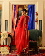 Parcha Red Chanderi Suit Set