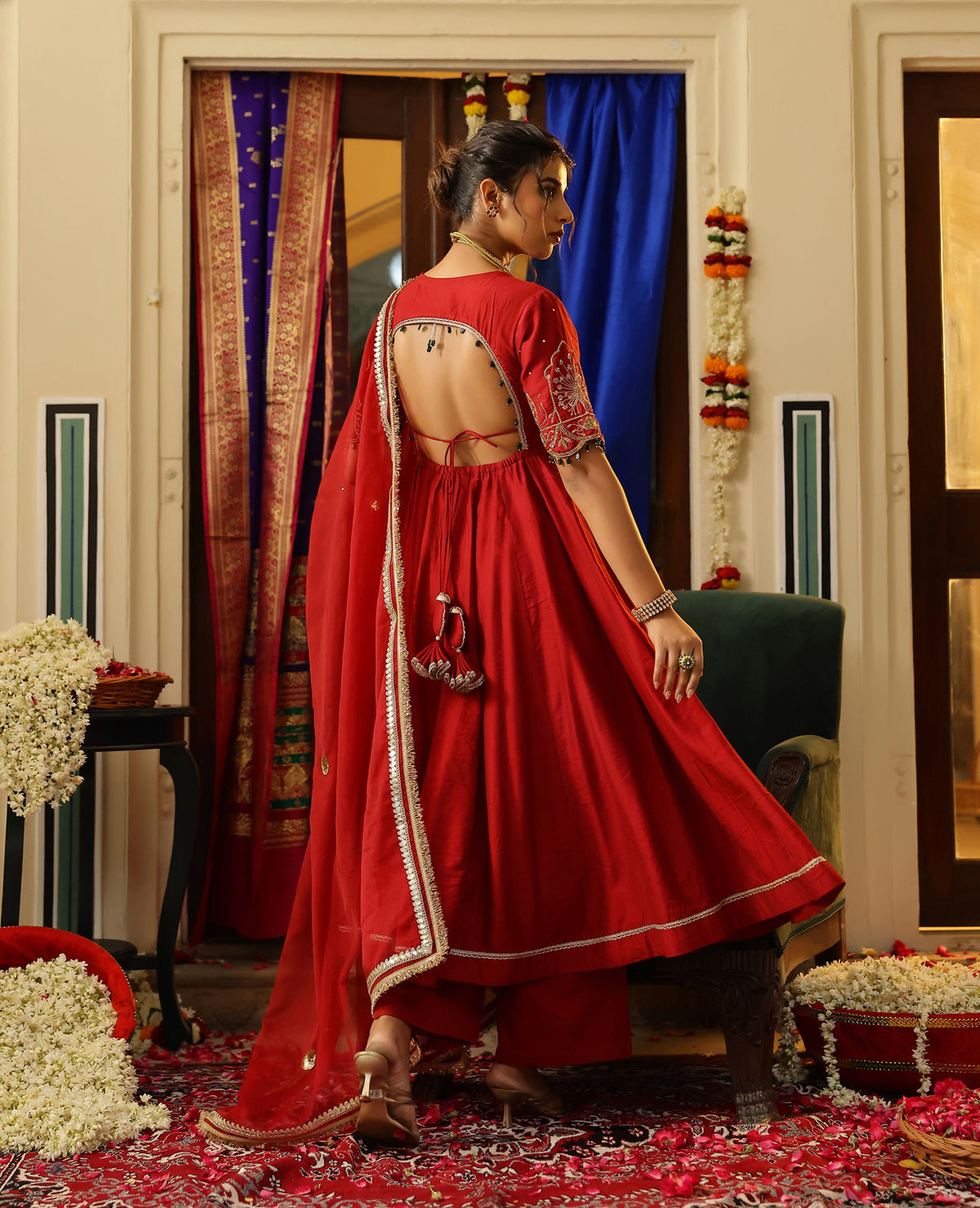 Vasudha Maroon Chanderi Suit Set